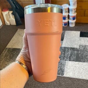 Yeti Pink Tumbler with Silver Lid